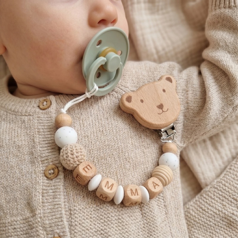 Baby Teethers - Personalized Pacifier Clip Custom Name Silicone
