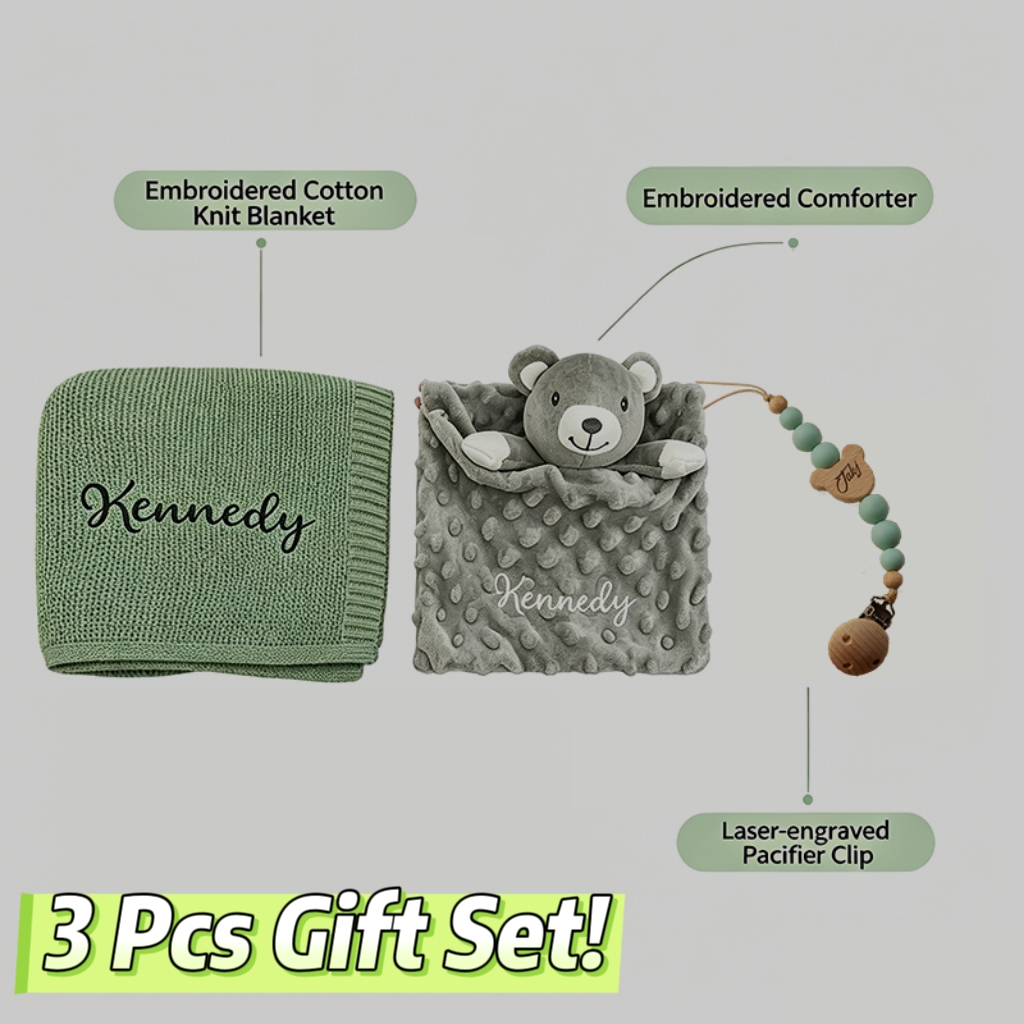 3Pcs Personalized Embroidered  - Baby Swaddle Blanket recension och pris